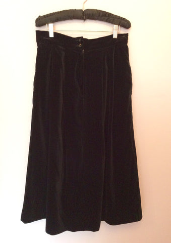 Vintage Laura Ashley Black Velvet Calf Length Skirt Fit Size 12 - Whispers Dress Agency - Womens Vintage - 2