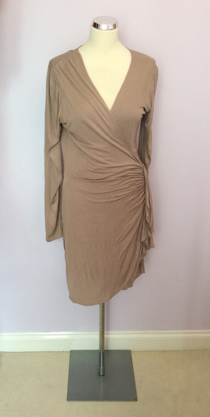 Religion Fawn / Blush Wrap Dress Size 12 - Whispers Dress Agency - Sold - 1