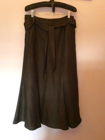 Jaeger Dark Brown Tie Belt Long Skirt Size 12 - Whispers Dress Agency - Womens Skirts - 1