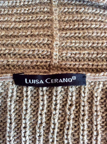 Luisa Cerano Beige / Gold Low Cowl Long Jumper Size 12 - Whispers Dress Agency - Womens Knitwear - 3