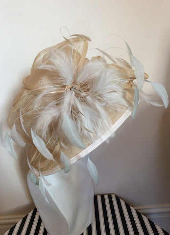 Natural Straw & Ivory Feather Trim Formal Hat - Whispers Dress Agency - Sold - 2