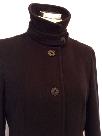 Armani Jeans Black Wool Blend Coat Size 14 - Whispers Dress Agency - Sold - 2