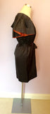 FRENCH CONNECTION DARK BROWN & CORAL LINED DRESS SIZE 10 - Whispers Dress Agency - Womens Dresses - 2