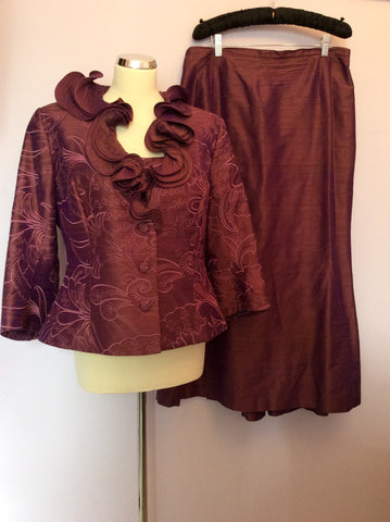 Paule Vasseur Wine Silk Jacket, Top & Long Skirt Size 16 - Whispers Dress Agency - Womens Special Occasion - 1