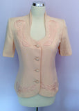 Gina Bacconi Peach Embroidered Skirt Suit Size 10 - Whispers Dress Agency - Sold - 2