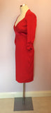 DIVA CATWALK RED 3/4 SLEEVE WIGGLE PENCIL DRESS SIZE L - Whispers Dress Agency - Sold - 3