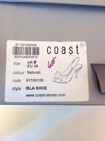 Brand New Coast Isla Natural Satin Peeptoe Slingback Heels Size 5/38 - Whispers Dress Agency - Sold - 5