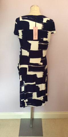 BRAND NEW PHASE EIGHT BLUE & WHITE PRINT STRETCH JERSEY DRESS SIZE 14 - Whispers Dress Agency - Womens Dresses - 3
