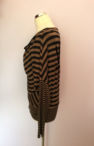 Isabel De Pedro Black & Brown Stripe Long Sleeve Top Size 12 - Whispers Dress Agency - Womens Tops - 2