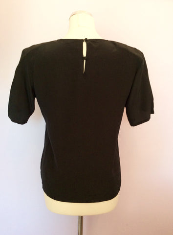 Vintage Jaeger Black Silk Short Sleeve Top Size Approx 10 - Whispers Dress Agency - Sold - 2