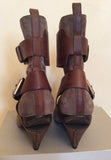 All Saints Brown Suede & Leather Peeptoe Eos Boots Size 5/38 - Whispers Dress Agency - Sold - 5