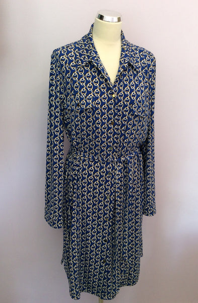 Laura Ashley Blue Print Tie Belt Dress Size 16 - Whispers Dress Agency - Sold - 1