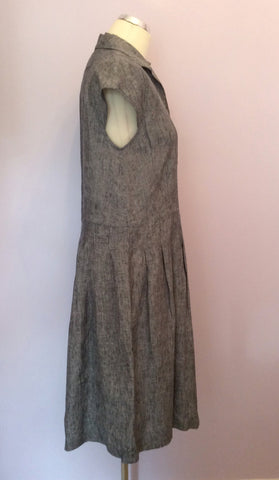 Nicole Farhi Grey Linen Cap Sleeve Dress Size 14 - Whispers Dress Agency - Sold - 2