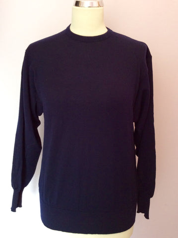 Ballantyne Dark Blue Crew Neck Wool Jumper Size 38" UK S/M - Whispers Dress Agency - Sold - 1