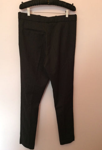 Brand New Diabless Charcoal Grey Pinstripe Wool Tapered Trousers Size 12 - Whispers Dress Agency - Womens Trousers - 2