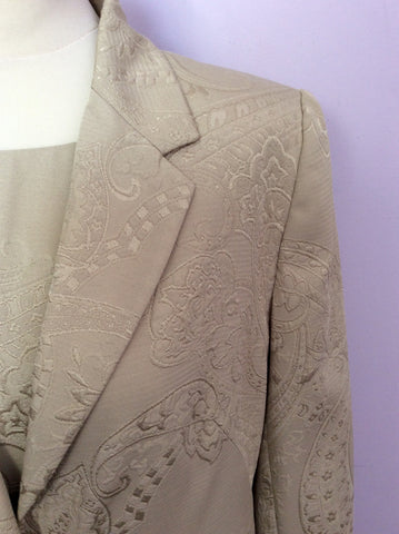 Windsmoor Pale Gold Embossed Print Dress & Coat Suit Size 10/12 - Whispers Dress Agency - Sold - 2
