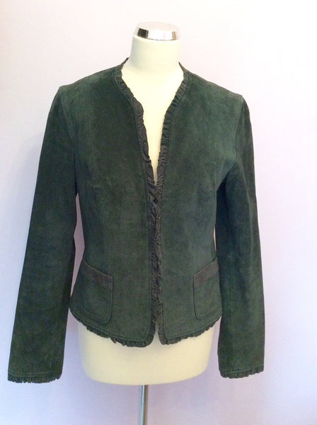 Monsoon Dark Green Suede Jacket Size 12 - Whispers Dress Agency - Sold - 1