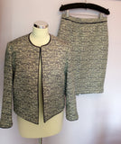Jaeger Dark Blue, Silver & Ivory Weave Skirt Suit Size 10/12 - Whispers Dress Agency - Womens Suits & Tailoring - 1