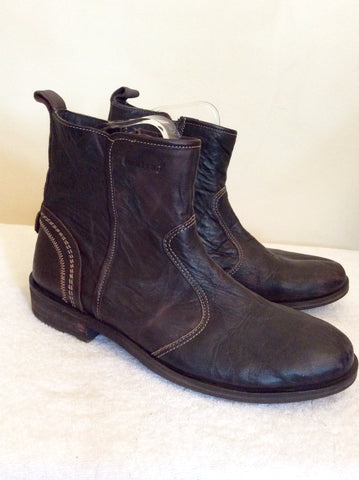 Firetrap Brown Leather Zip Fasten Ankle Boots - Whispers Dress Agency - Sold - 1