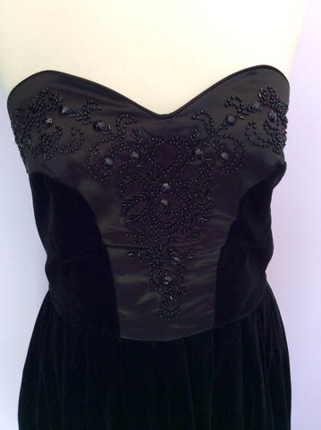 Vintage Laura Ashley Black Velvet Sleeveless Evening Dress Size 14 Fit 12 - Whispers Dress Agency - Sold - 2