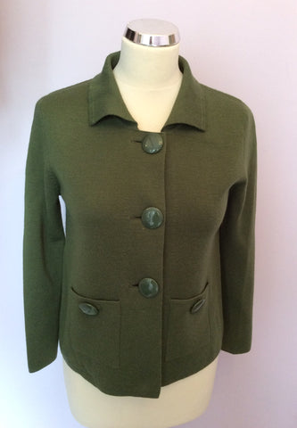 LK Bennett Dark Olive Green Wool Blend Cardigan Size M - Whispers Dress Agency - Womens Knitwear - 1