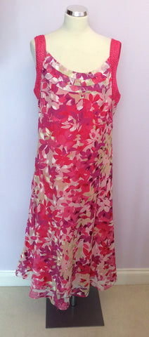 Jacques Vert Pink Floral Print Occasion Dress Size 20 - Whispers Dress Agency - Sold - 1