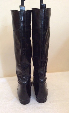 Bally Black Croc Design Highly Polised Leather Boots Size 4/37 - Whispers Dress Agency - Sold - 4