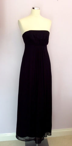 MONSOON BLACK WITH PURPLE LINING STRAPLESS MAXI DRESS SIZE 10 - Whispers Dress Agency - Womens Dresses - 1