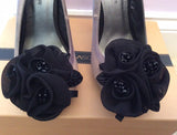 Brand New Paula Soler Brown & Black Satin Slingback Heels Size 4/37 - Whispers Dress Agency - Womens Heels - 4