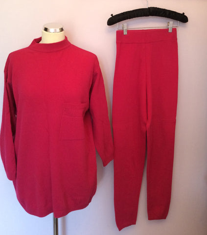 Vintage United Colours Of Benetton Hot Pink Jumper & Trousers Suit Size M - Whispers Dress Agency - Sold - 1