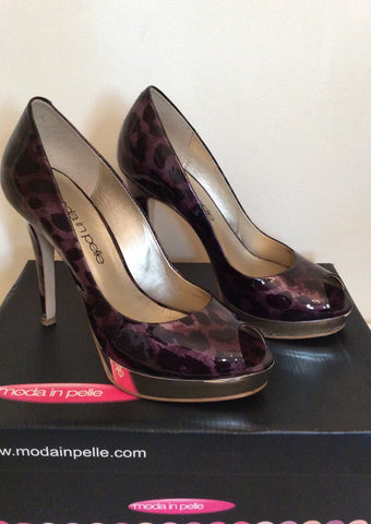 Moda In Pelle Purple Leopard Print Peeptoe Heels Size 6/39 - Whispers Dress Agency - Womens Heels - 2