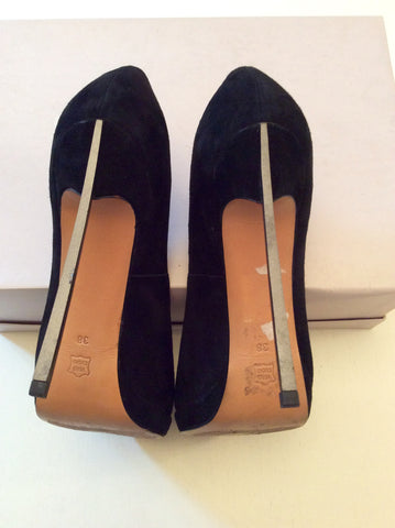 DANIEL BLACK SUEDE HIGH METAL STILETTO HEELS SIZE 5/38 - Whispers Dress Agency - Womens Heels - 5