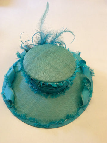 Victoria Ann Turquoise Wide Brim Feather Trim Formal Hat - Whispers Dress Agency - Womens Formal Hats & Fascinators - 7