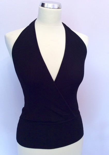 Max Mara Black Fine Knit Halterneck Top Size M - Whispers Dress Agency - Sold - 1