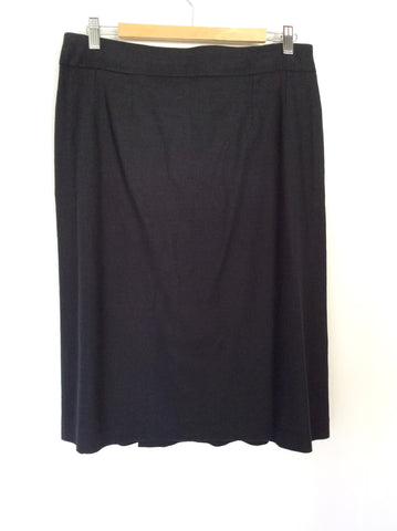 AQUASCUTUM BLACK LINEN BLEND PLEATED FRONT SKIRT SIZE 14 - Whispers Dress Agency - Womens Skirts - 2