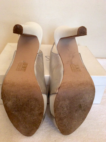 Jane Shilton Silver & White Leather Slingback Peeptoe Heels Size 7/40 - Whispers Dress Agency - Womens Heels - 5
