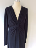 MARELLA BLACK STRETCH JERSEY V NECK DRESS SIZE XL - Whispers Dress Agency - Sold - 2