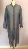 NITYA Blue & Grey Embroidered Trim Duster Coat Size 12 - Whispers Dress Agency - Womens Suits & Tailoring - 1
