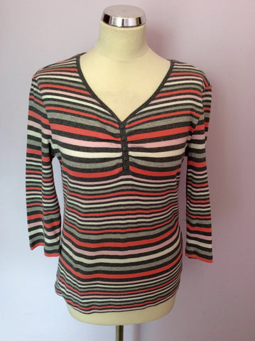 Brand New Betty Barclay Striped 3/4 Sleeve V Neck Top Size 14 - Whispers Dress Agency - Womens Tops - 1