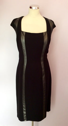Sara Bernshaw Llia Black & Gunmetal Faux Leather Trim Dress Size 16 - Whispers Dress Agency - Sold - 1