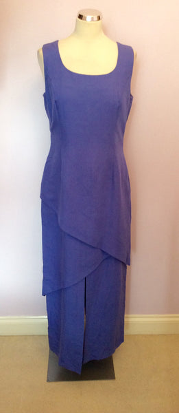 BLACKY DRESS LAVENDER LINEN BLEND LONG ASYMETRIC TIERED DRESS SIZE 14 - Whispers Dress Agency - Womens Dresses - 1