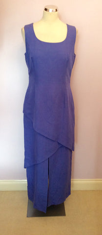 BLACKY DRESS LAVENDER LINEN BLEND LONG ASYMETRIC TIERED DRESS SIZE 14 - Whispers Dress Agency - Womens Dresses - 1