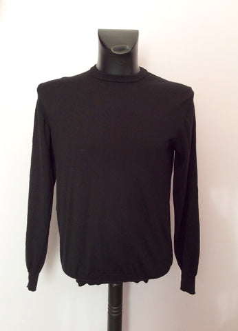 CALVIN KLEIN BLACK WOOL CREW NECK JUMPER SIZE L - Whispers Dress Agency - Mens Knitwear - 1