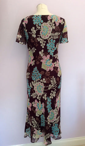 Planet Burgundy Floral Print Silk Dress & Wrap Size 10 - Whispers Dress Agency - Womens Dresses - 5