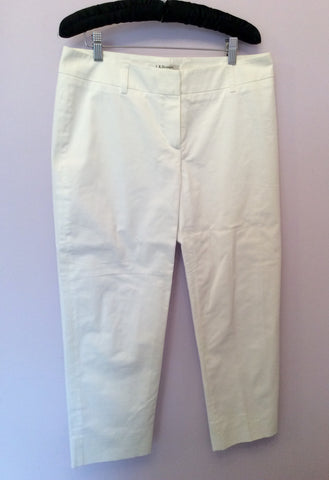LK BENNETT WHITE COTTON CROP TROUSERS SIZE 12 - Whispers Dress Agency - Womens Trousers - 1