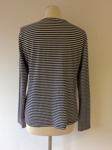 MICHAEL KORS BLACK & WHITE STRIPED ZIP FRONT TOP SIZE L - Whispers Dress Agency - Sold - 3