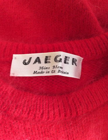Vintage Jaeger Red Angora & Wool Bend Short Sleeve Jumper Size 36" UK S/M - Whispers Dress Agency - Womens Vintage - 2