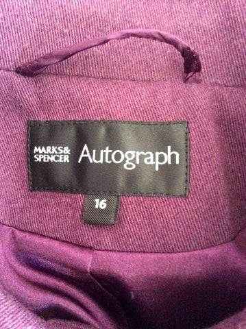Marks & Spencer Autograph Purple 3/4 Sleeve Coat Size 16 - Whispers Dress Agency - Sold - 4