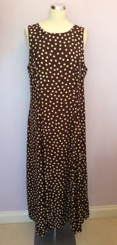 Principles Brown & Ivory Spot Long Dress Size 18 - Whispers Dress Agency - Womens Dresses - 1
