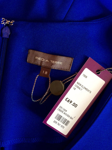 Brand New Pied A Terre Cobalt Blue Crepe Woven Shift Dress Size 18 - Whispers Dress Agency - Womens Dresses - 3